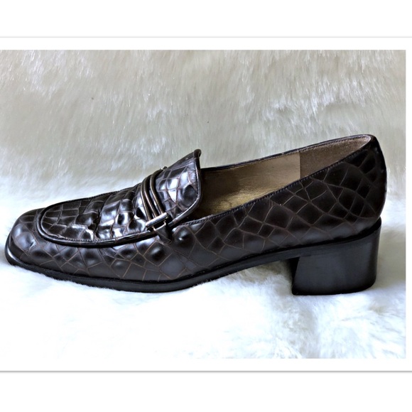 crocodile print loafers